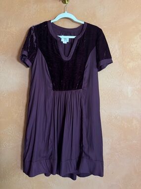 Maeve Anthropologie Velvet Panel Dress Short Sleeve Boho Mini Dress Size S